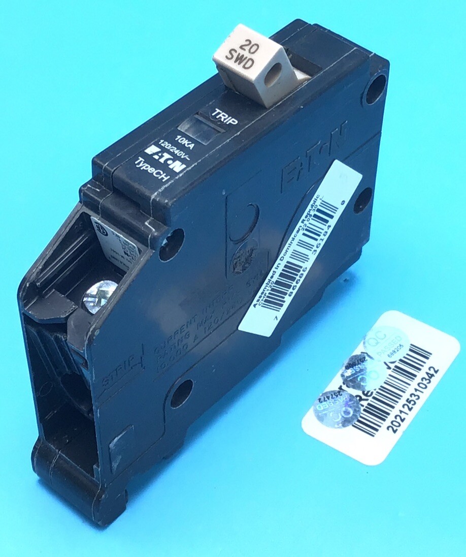 One (1) New Circuit Breaker Eaton Cutler-Hammer CH120 CHF120 20 Amp 1 Pole $$