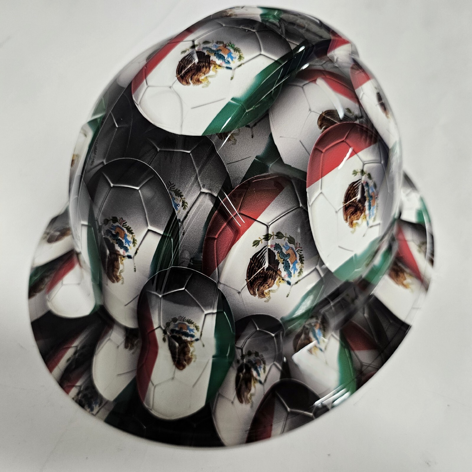 full brim hard hat custom hydro dipped IN MEXICO MEXICAN SOCCER BALLS NEW