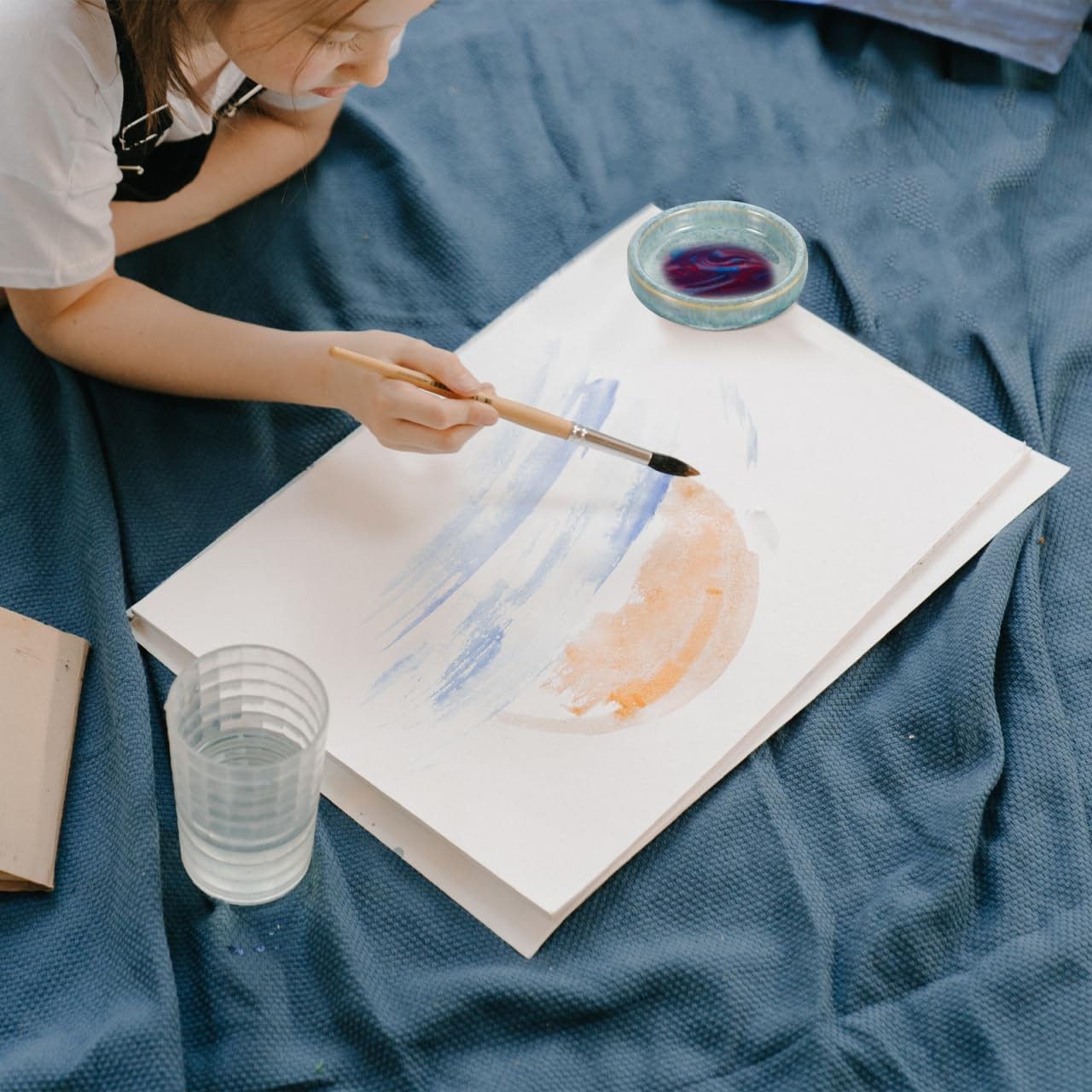 5-Layer Stackable Ceramic Paint Palette, Round Porcelain Watercolor Mixing Trays