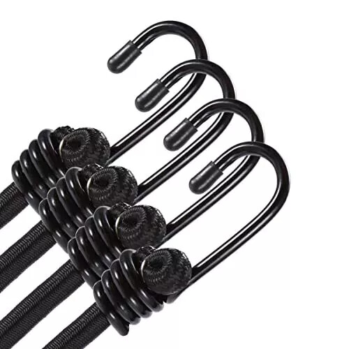 8mm HEAVY DUTY BLACK MARINE GRADE BUNGEE CORD Tarp Tie Down Strap 12-20-30-40″