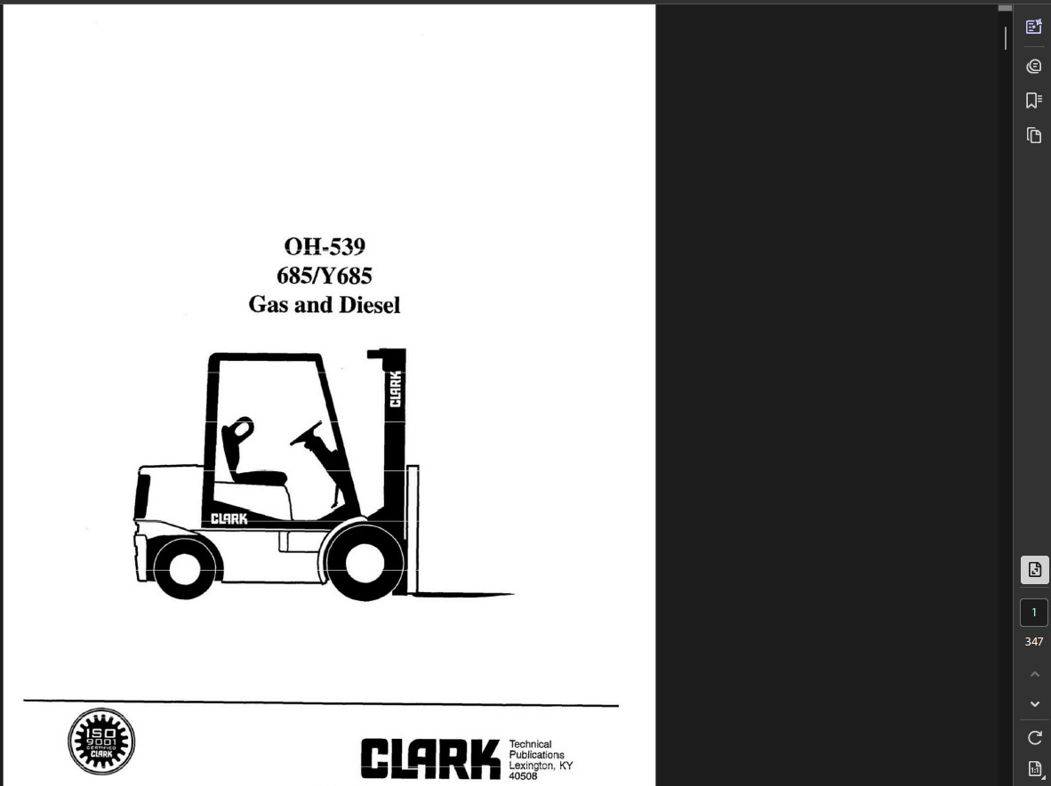 CLARK C500 Y70 FORKLIFT OPERATORS SERVICE REPAIR SHOP MANUAL PDF USB