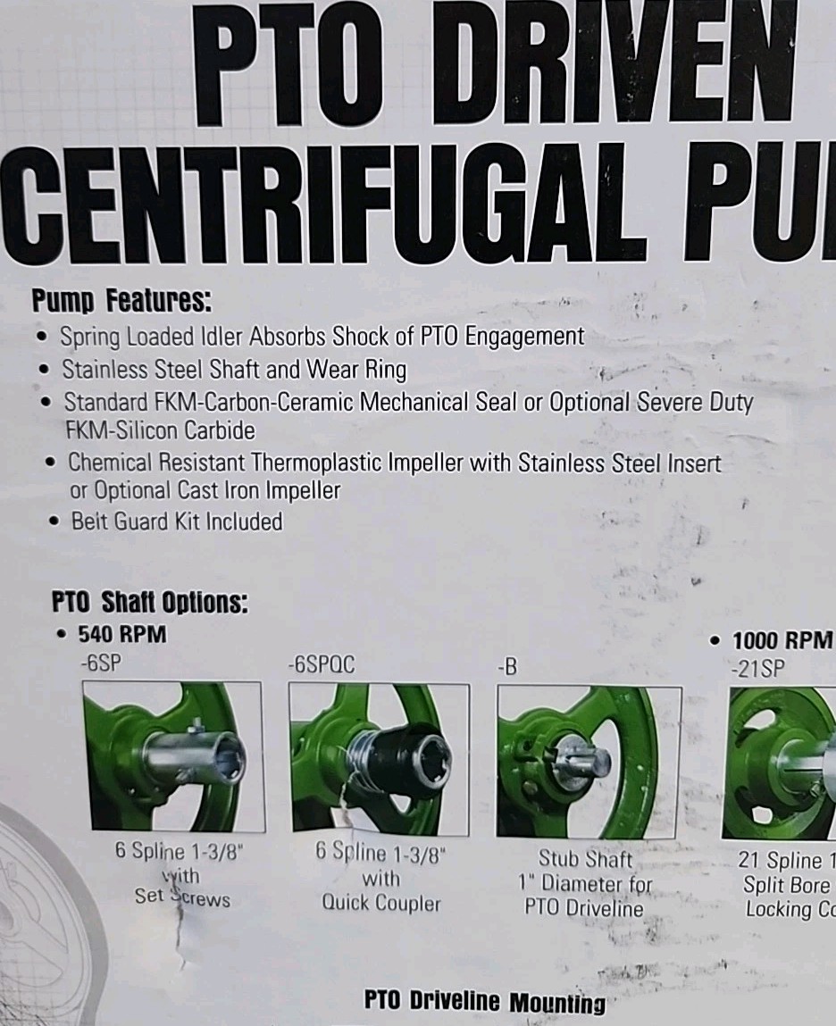 Ace Cast Iron PTO Belt Driven Centrifugal Pump 1.25″ Suction x 1″ Discharge