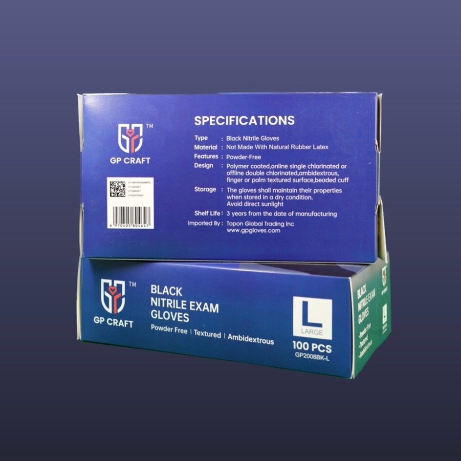 GP CRAFT Nitrile Gloves, 5 Mils, Medical, Fentanyl Resistant, Black,Case of 1000