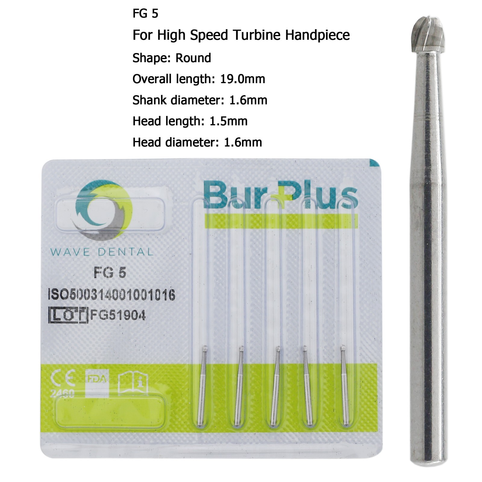 WAVE Dental Round Surgical Burs Carbide Bur High Speed Long FG / FG SURG 2 4 6 8