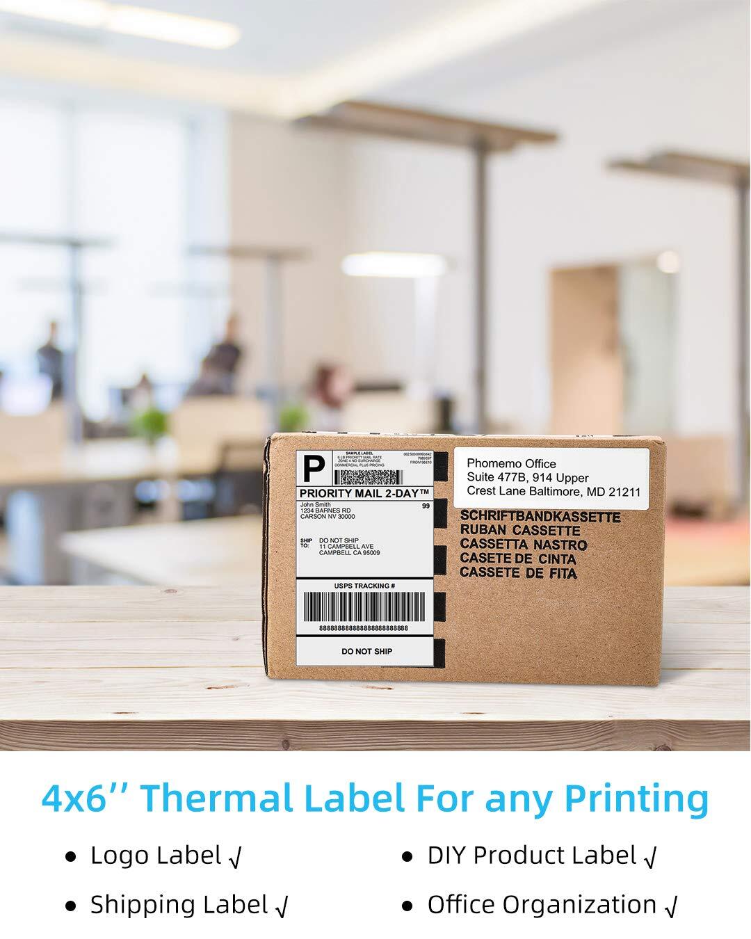 4 x 6 Phomemo Label Thermal Shipping Labels Paper for Zebra/Rollo/Munbyn/Jadens