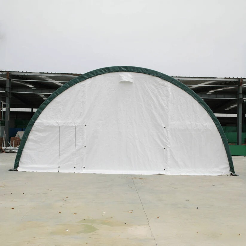 30’x40’x15′ Single Truss Arch Storage Shelter| 15OZ PVC Canvas W/Man Door