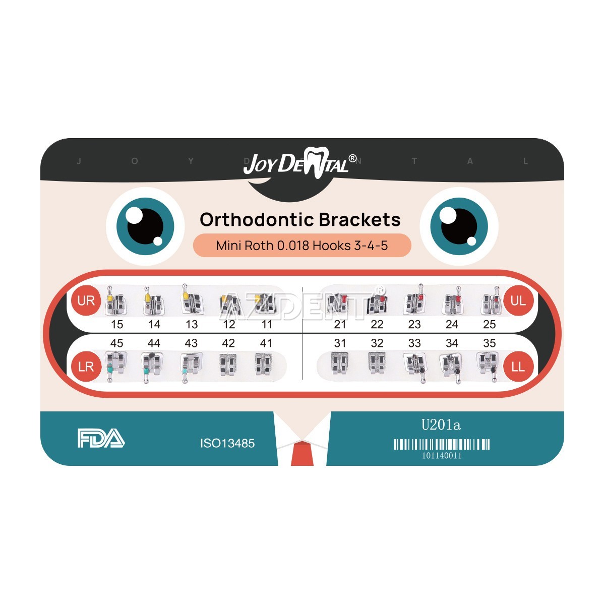 AZDENT Dental Orthodontic Metal Brackets Braces /Wire Preformed Ligature Ties