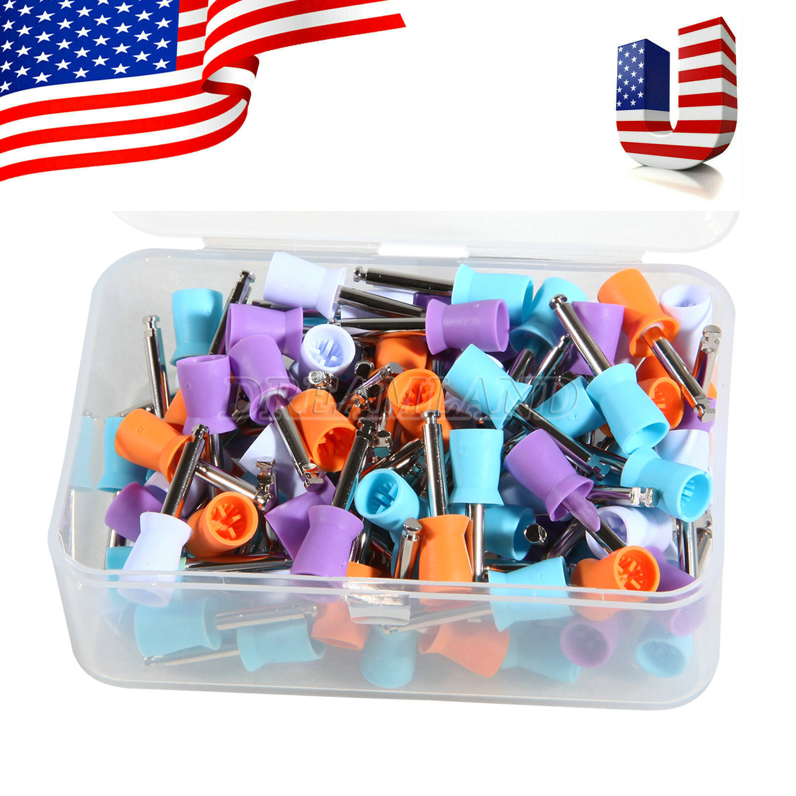 Disposable Dental Prophy Polishing Cups Latch Type Rainbow & White