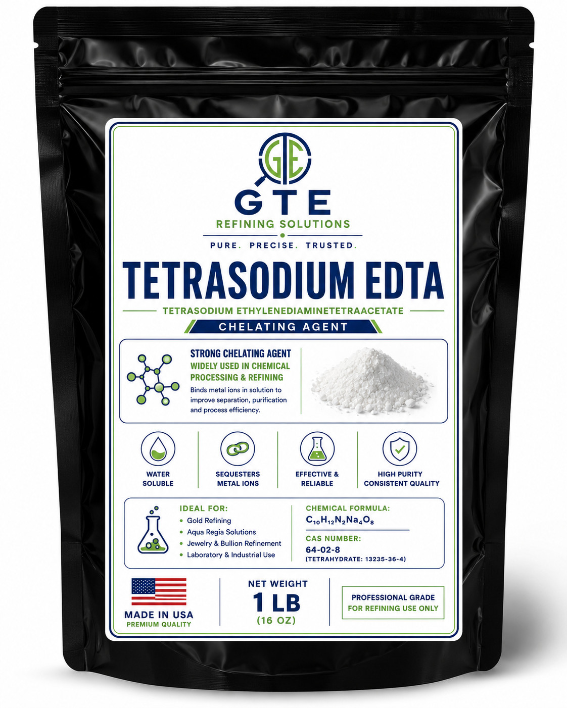 1 LB TETRASODIUM (EDTA) Technical Grade Chelating Agent Textile Water Paper 99%