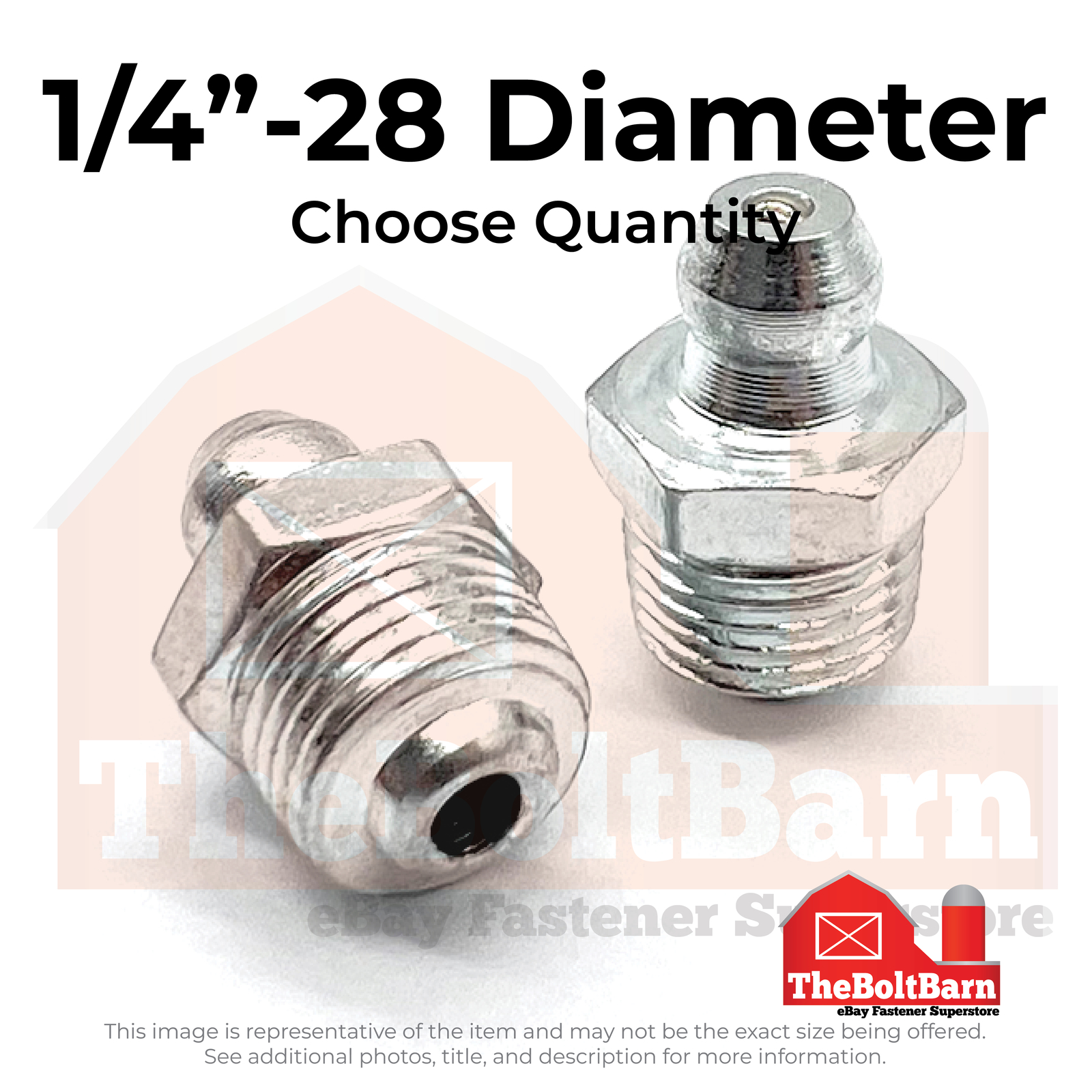 1/4″-28 Zerks Grease Fitting Straight Steel Zinc (Choose Quantity)