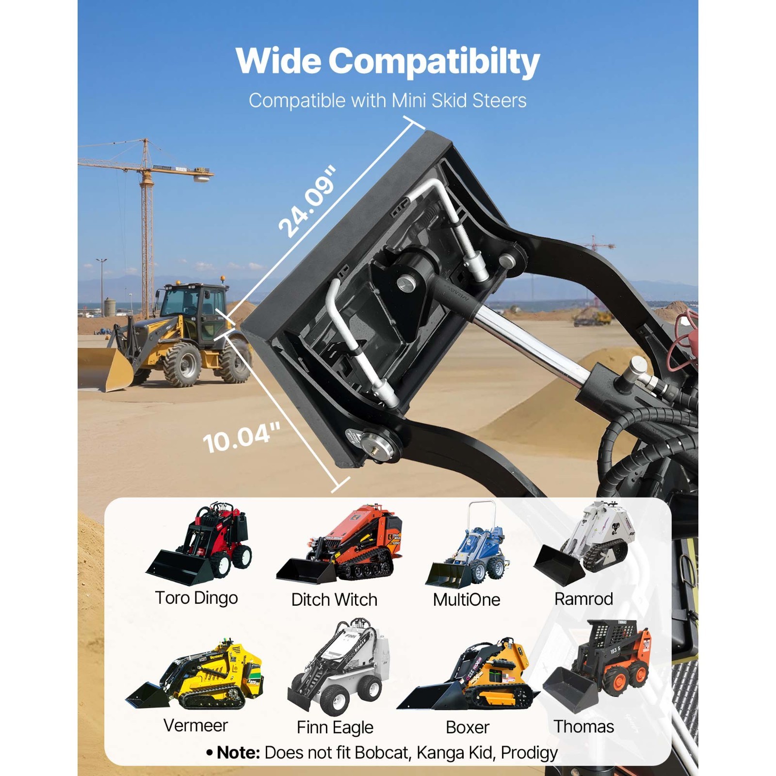 Uimoso 1/4″ Skid Steer Mount Plate Steel Mini Quick Attachment Adapter Loader
