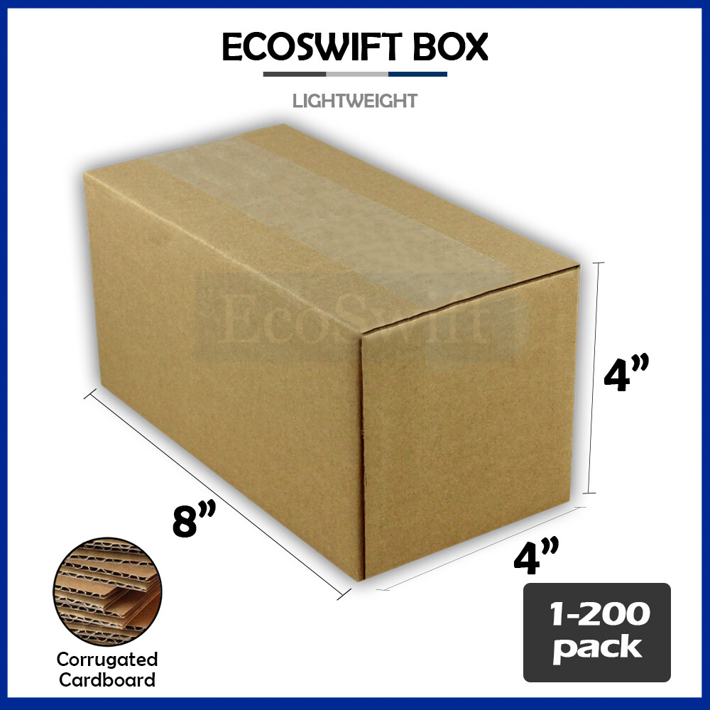 1-200 8x4x4 “EcoSwift” Cardboard Packing Mailing Shipping Corrugated Box Cartons