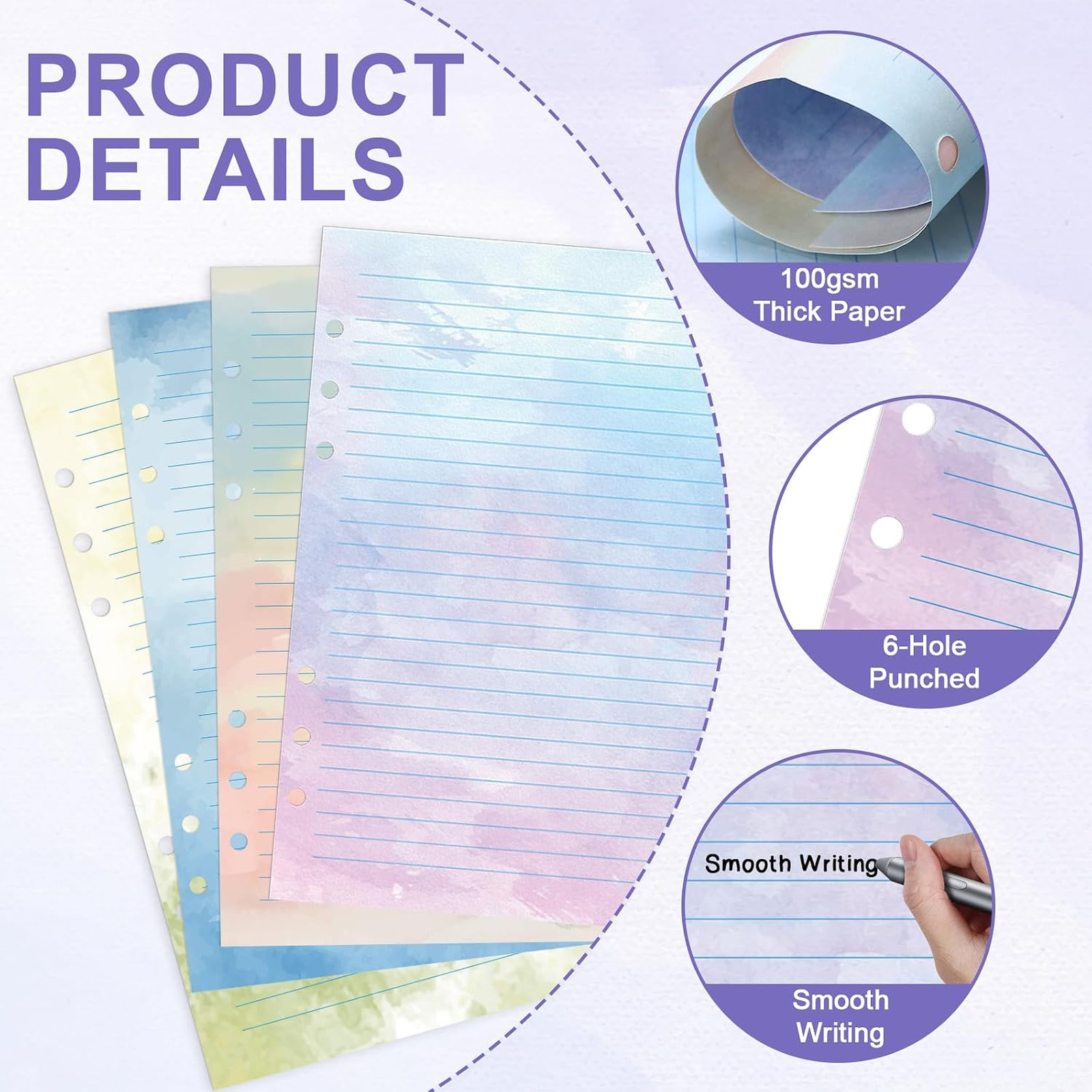 A5 Watercolor Refill Paper 600 Sheets 100GSM for Planner Notebook Loose Leaf