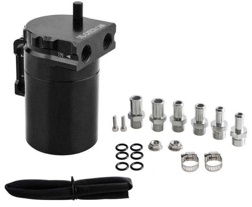 Oil Catch Can Kit Reservoir Baffled Tank with Breather Filter Universal Aluminum