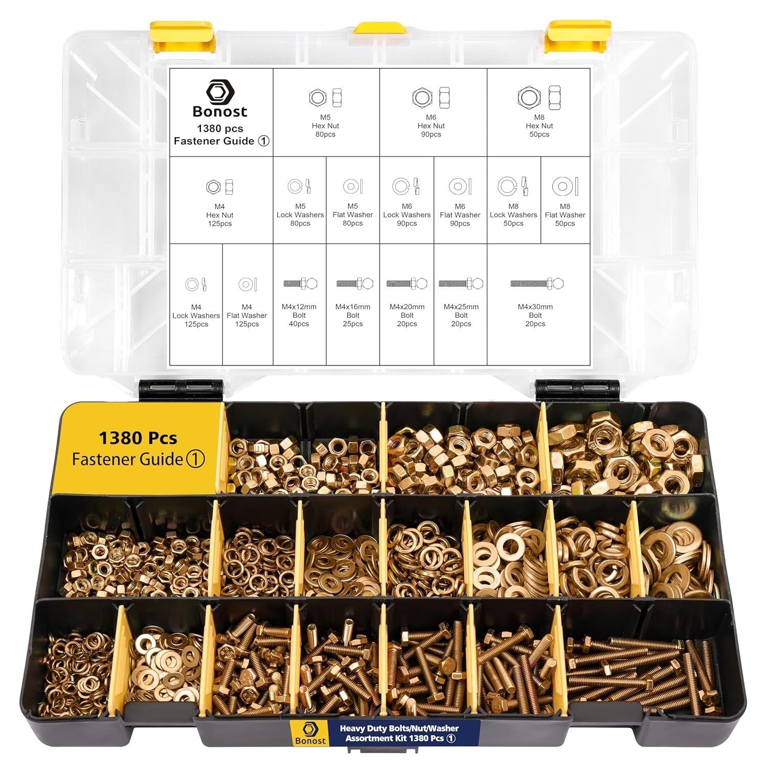 Stackable 1380pcs Nuts and Bolts Kit – Essential Heavy Duty Fastener Assortment