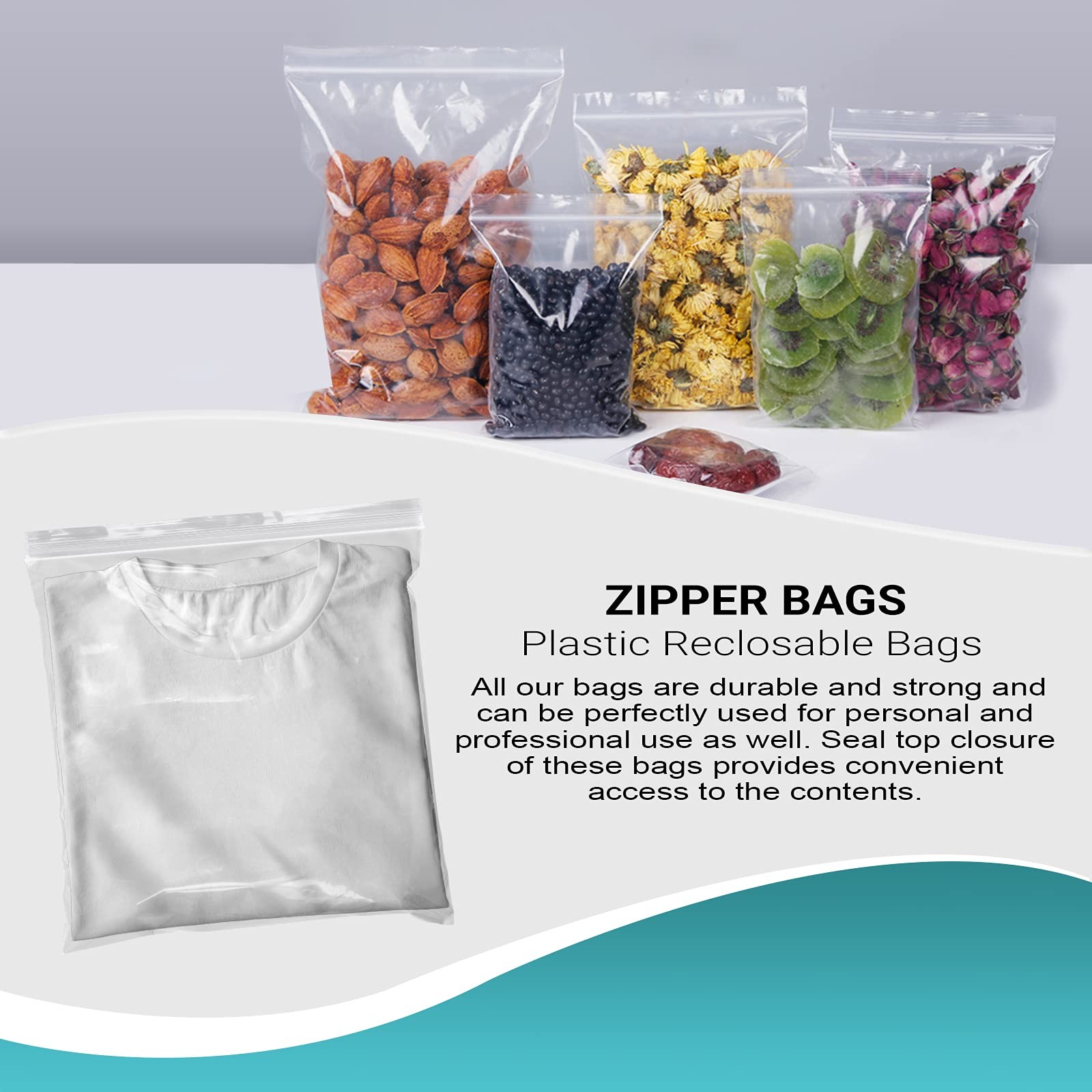 250 Zip Lock Bags Clear 14 x 14 Heavy Duty Seal Top