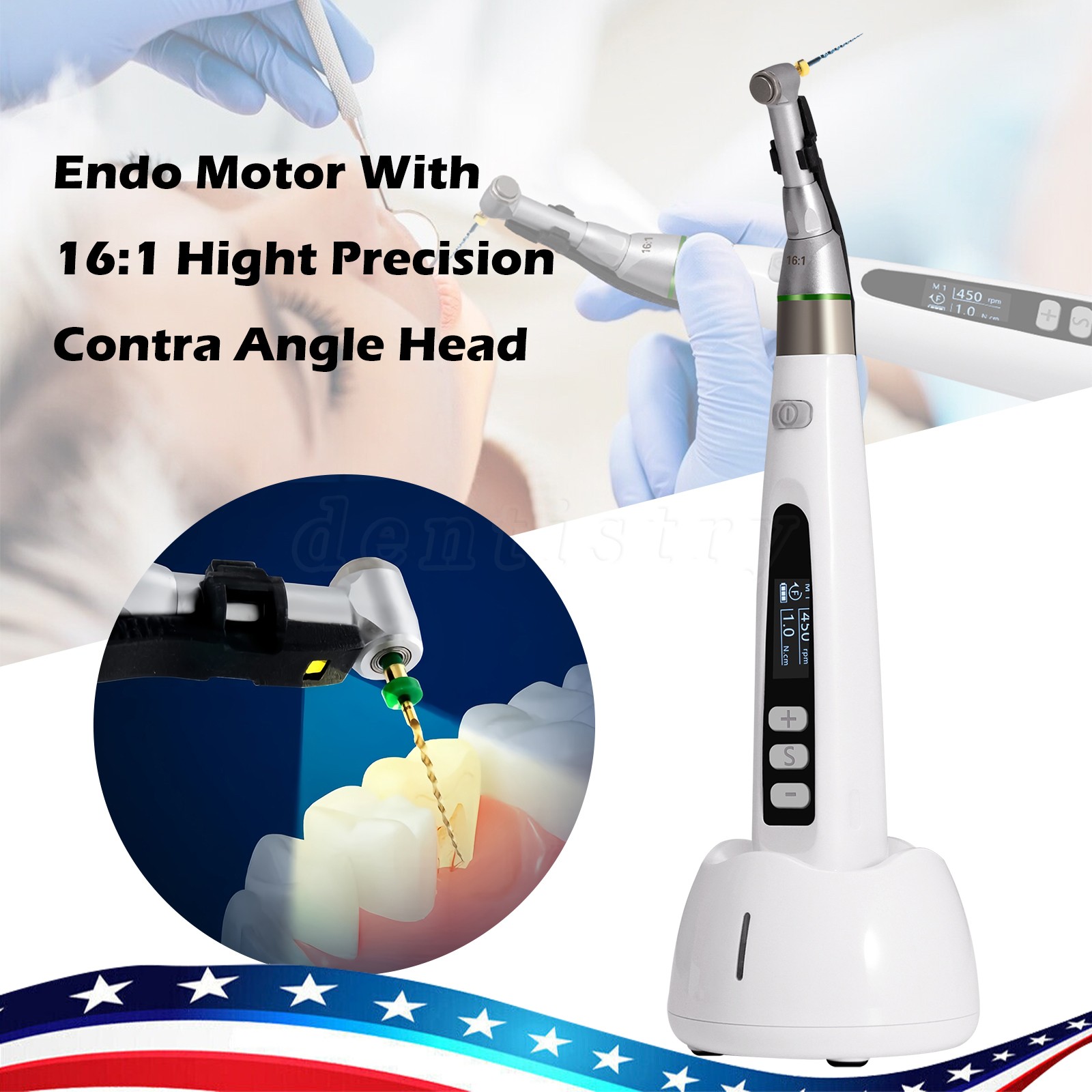 Dental Lab MARATHON Electric Micromotor Polisher+Contra Angle Straight Handpiece