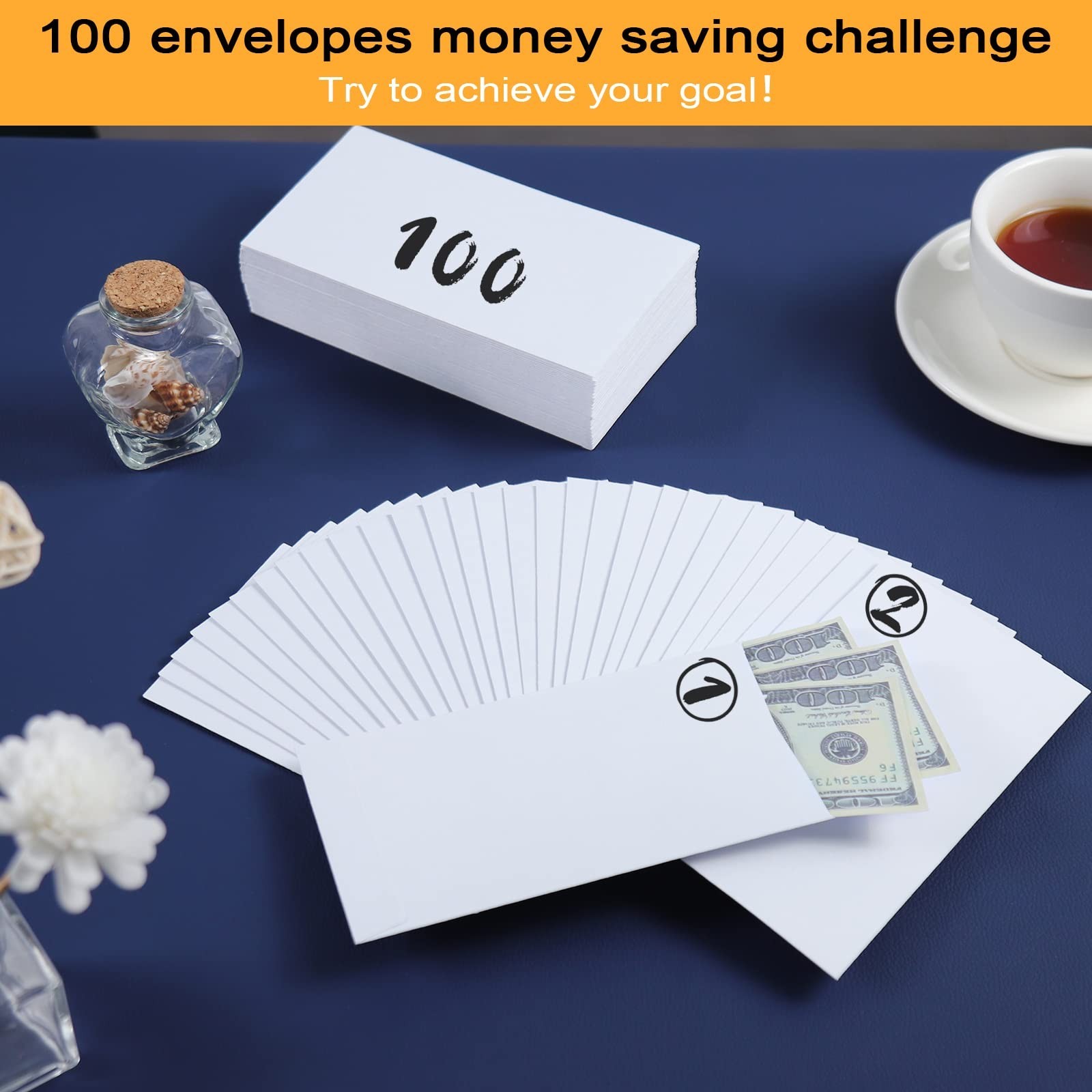 100 Pack Cash Envelopes Self adhesive 6.7×3.5 Inch, Fit for Envelope Money Sa…