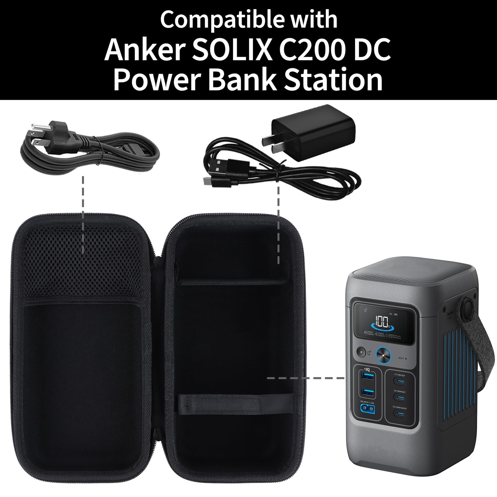 Case Compatible with Anker SOLIX C200 DC Power Bank Station