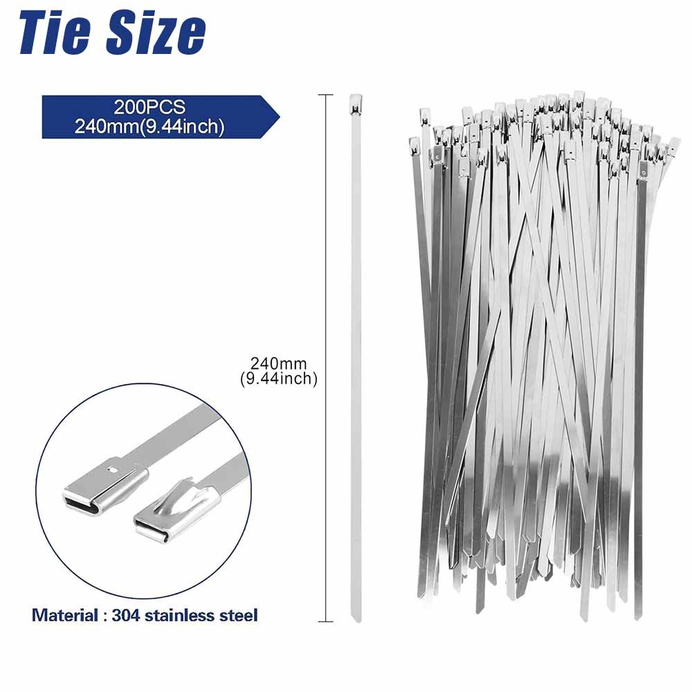 Metal Zip Tie Tool Kit – Zip Tie Gun, Scissor & 200 Stainless Steel Cable Ties