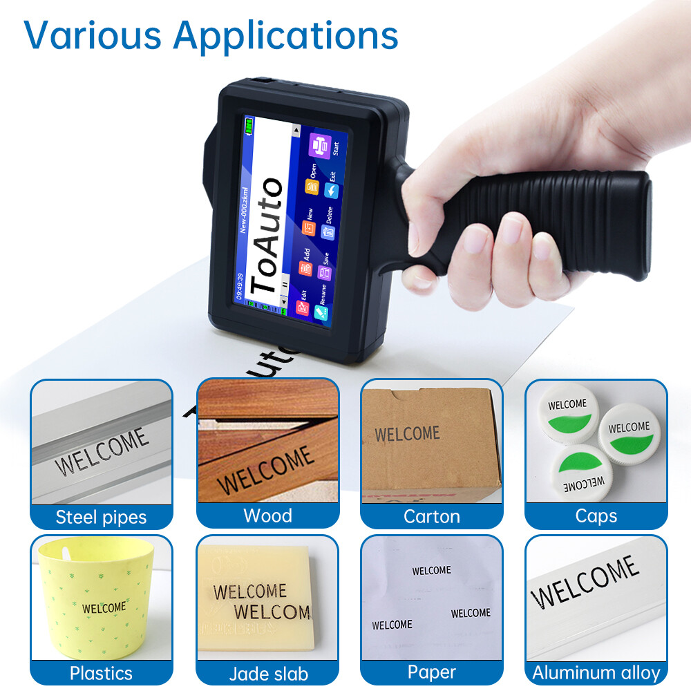 ToAuto Handheld Inkjet Printer Date QR Code Barcode Printing Logo Label Machine