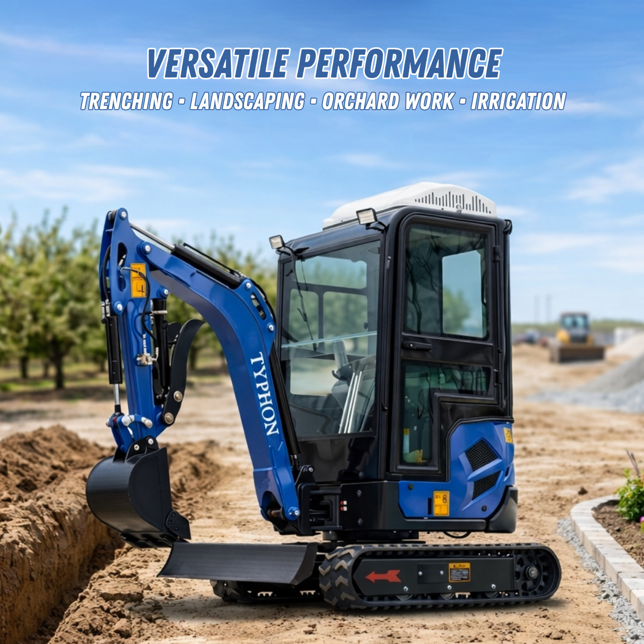 TYPHON TERROR XVII Cabin Mini Excavator 4000lb Kubota D902 with 13 Attachments