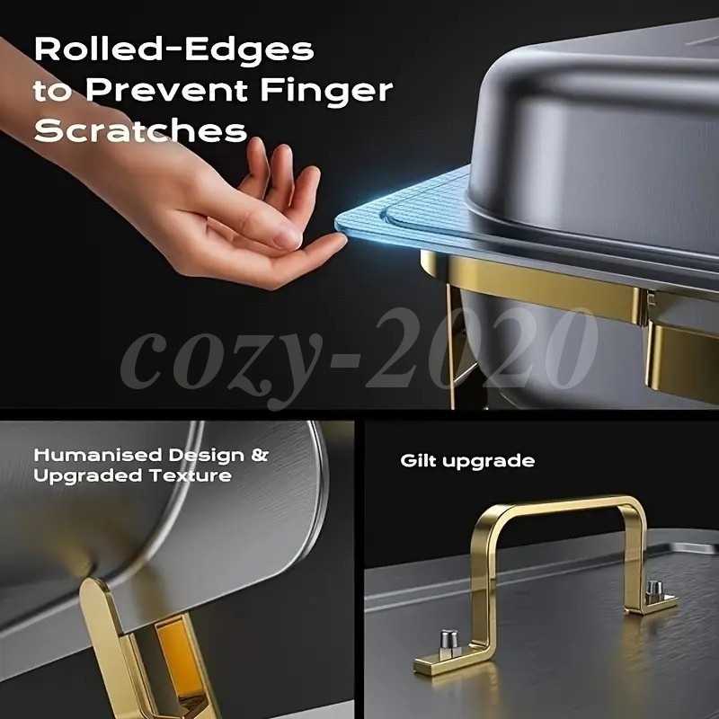 4 Pack Chafing Dish Buffet Set 9QT Stainless Steel Chafing Dishes Gold & Silver