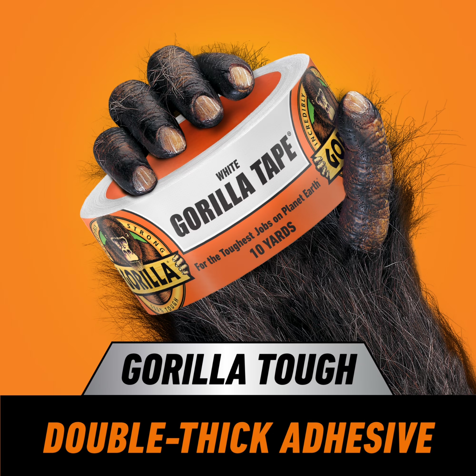 Gorilla Glue White Tape, 10 yd Roll, Incredibly Thick and Strong.