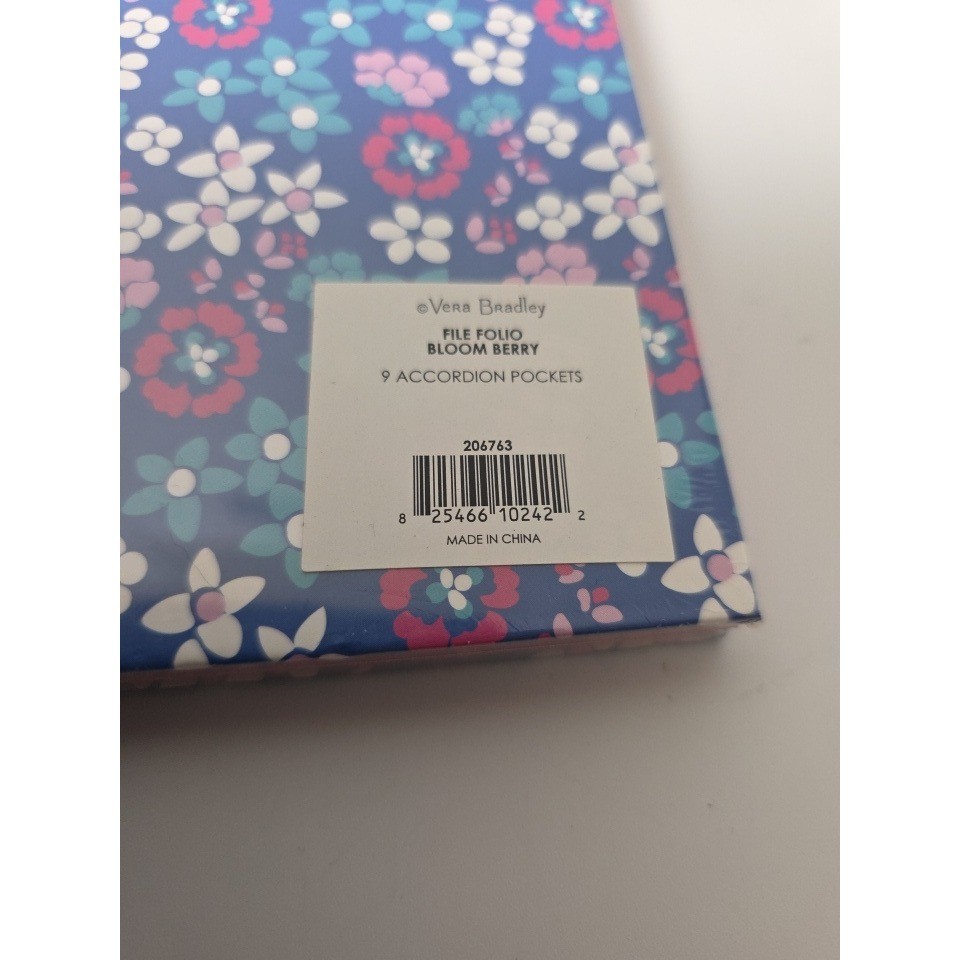 NEW Vera Bradley Staples Bloom Berry File Folio 9 Pocket Accordion Organizer