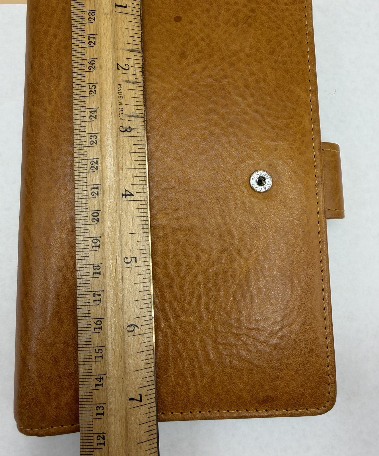 VDS Vander Spek Leather Planner Organizer 6 Rings Cognac Ostrich Interior