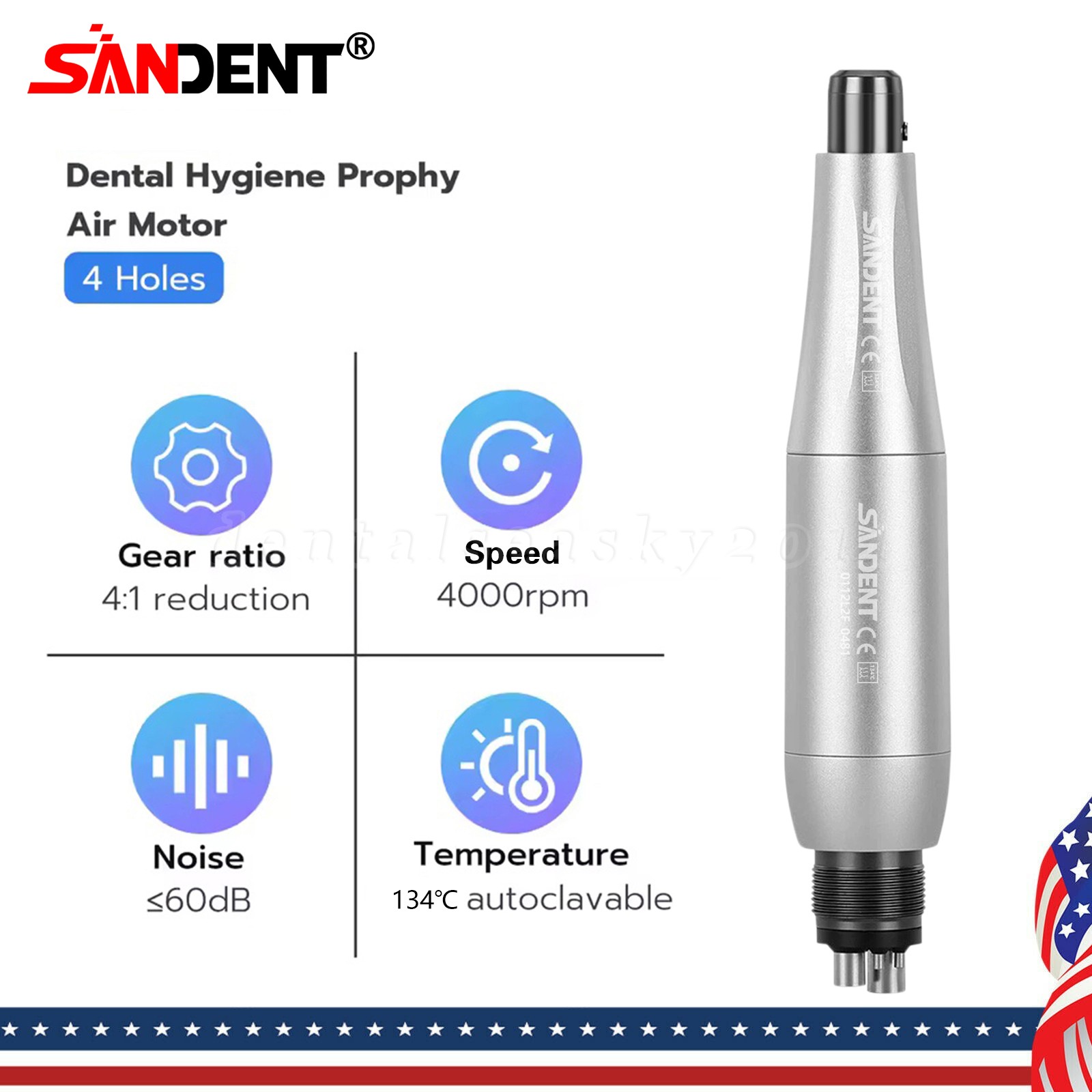 NSK Style Dental 45 Degree Surgical High Speed Handpiece Push Button 4 Holes OR