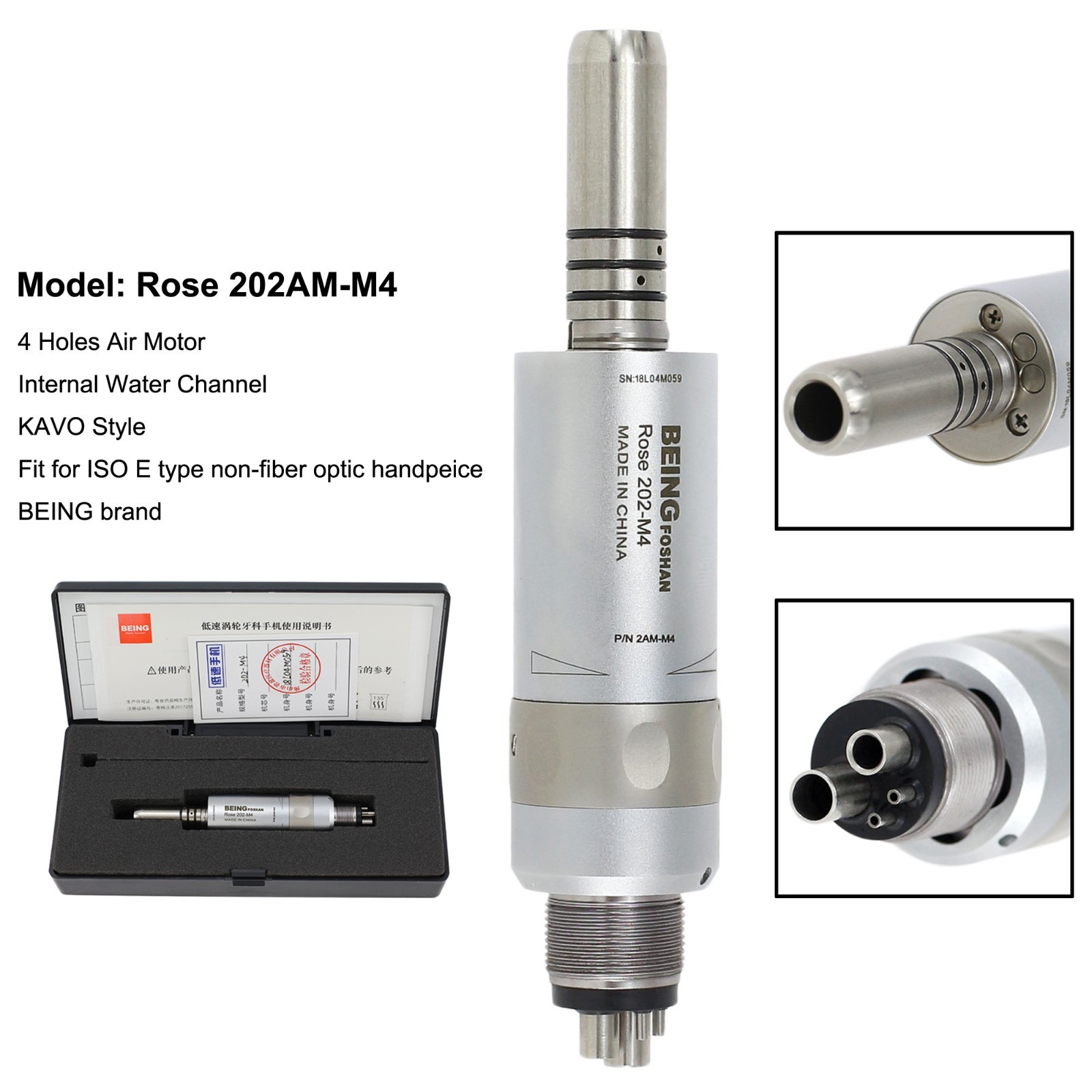 BEING Dental Contra Angle Straight Handpiece Air Motor 4 Hole Low Speed NSK KAVO