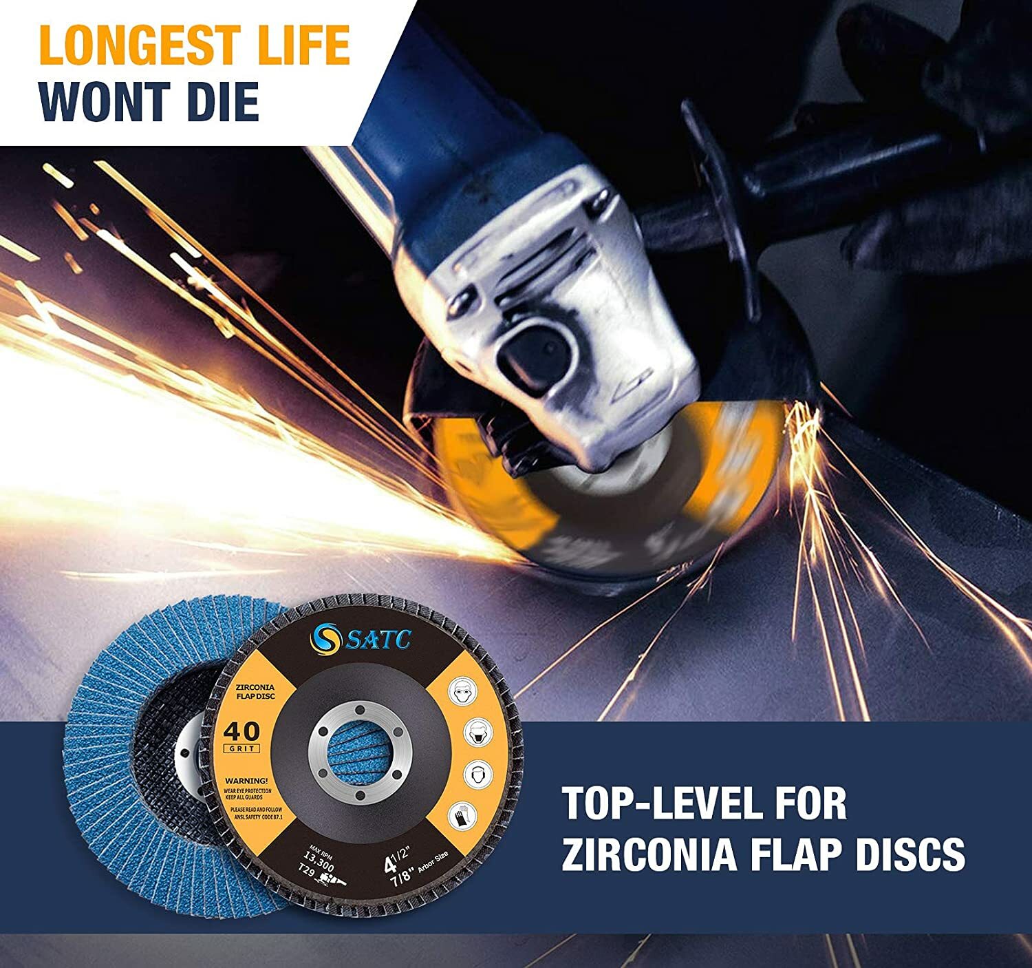 40 Pack 4.5″ 4-1/2″ Zirconia Flap Disc 40 60 80 120 Grit Sanding Grinding Wheel