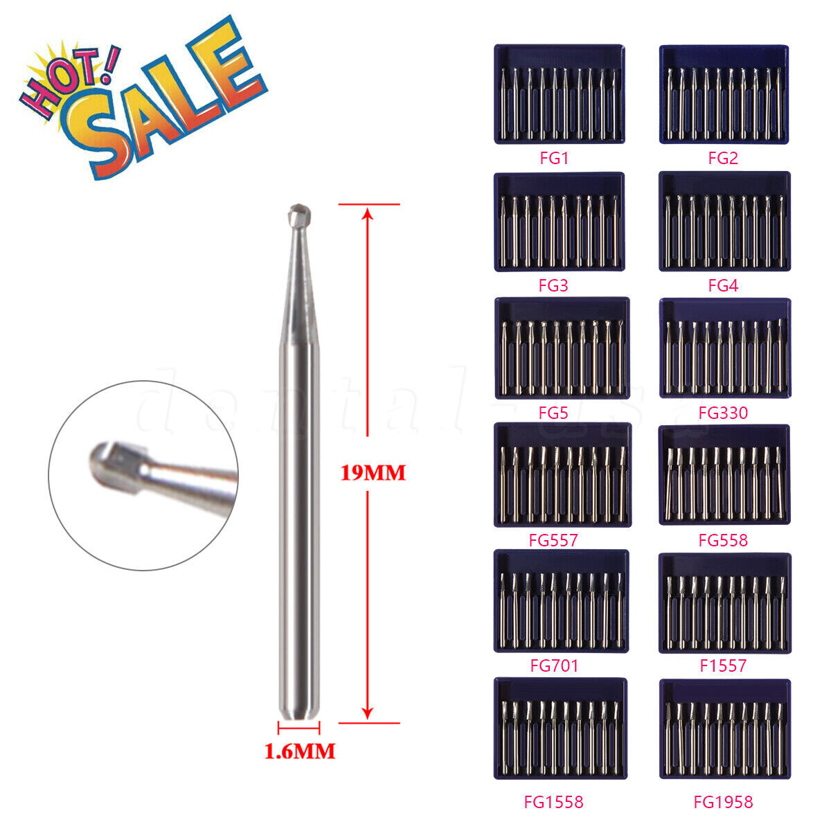 10-100pcs Dental FG Fresas de carburo tungsteno for Alta Velocidad pieza de mano
