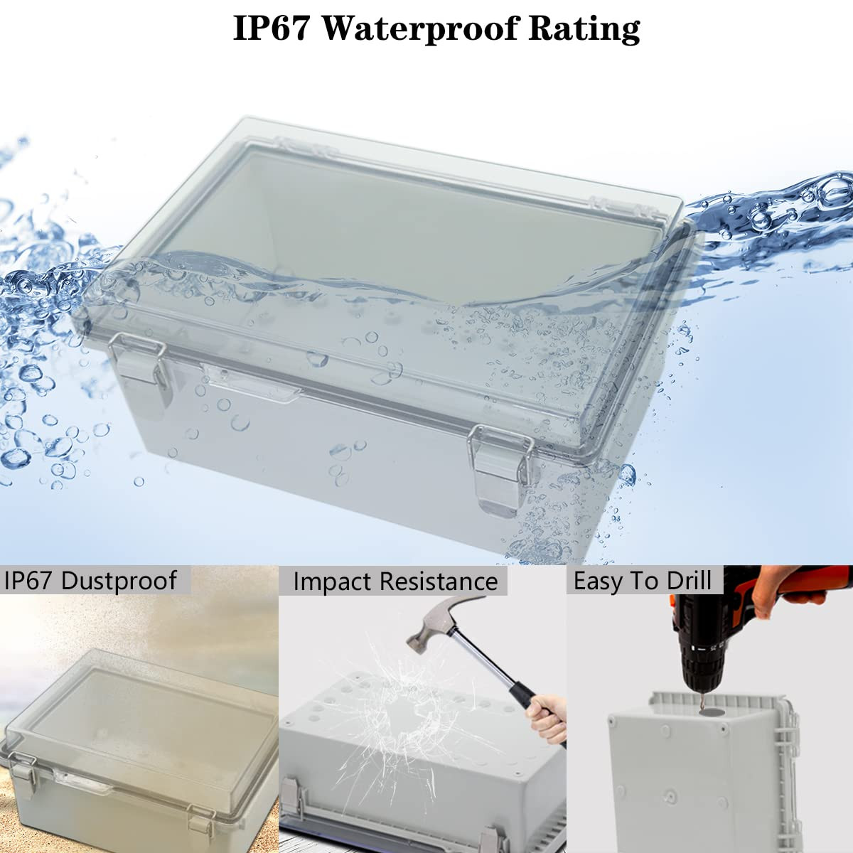 Junction Box ABS Plastic Dustproof Waterproof IP67 Electrical Boxes Hinged Shell
