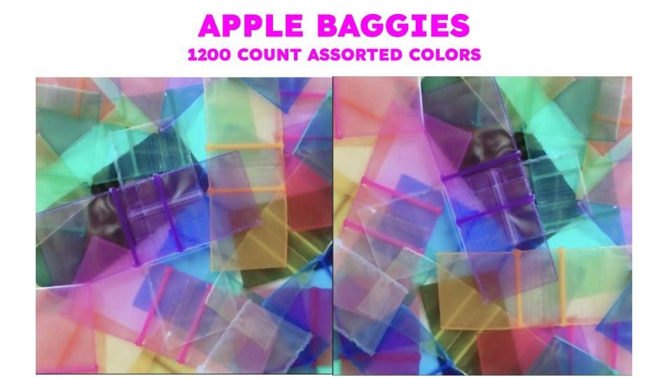 1200CT ORIGINAL APPLE BAGS MIXED BAGGIES ASSORTED COLORS (CHOOSE SIZE)