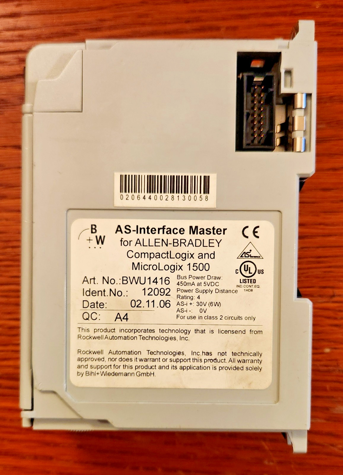 Bihl + Wiedemann BWU1416 AS-i Interface Master for CompactLogix/MicroLogix1500