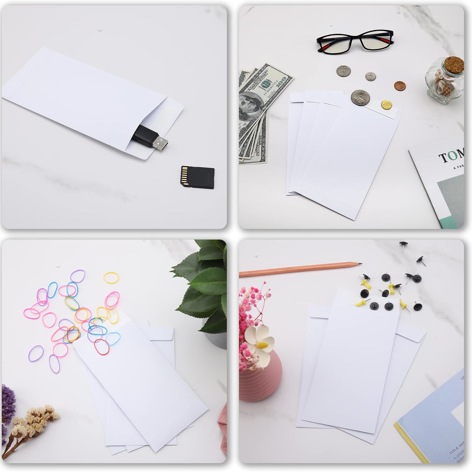 100 Pack Cash Envelopes Self adhesive 6.7×3.5 Inch, Fit for Envelope Money Sa…