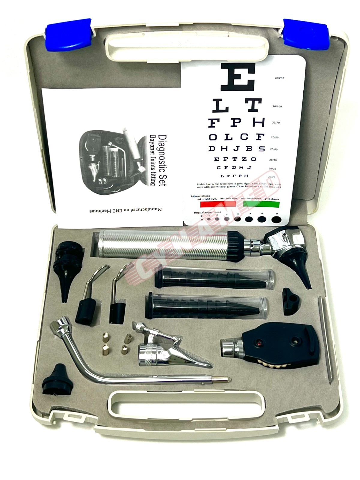 NEW Professional Physician OPHTHALMOSCOPE OTOSCOPE DIAGNOSTIC SET + 4 FREE BULBS