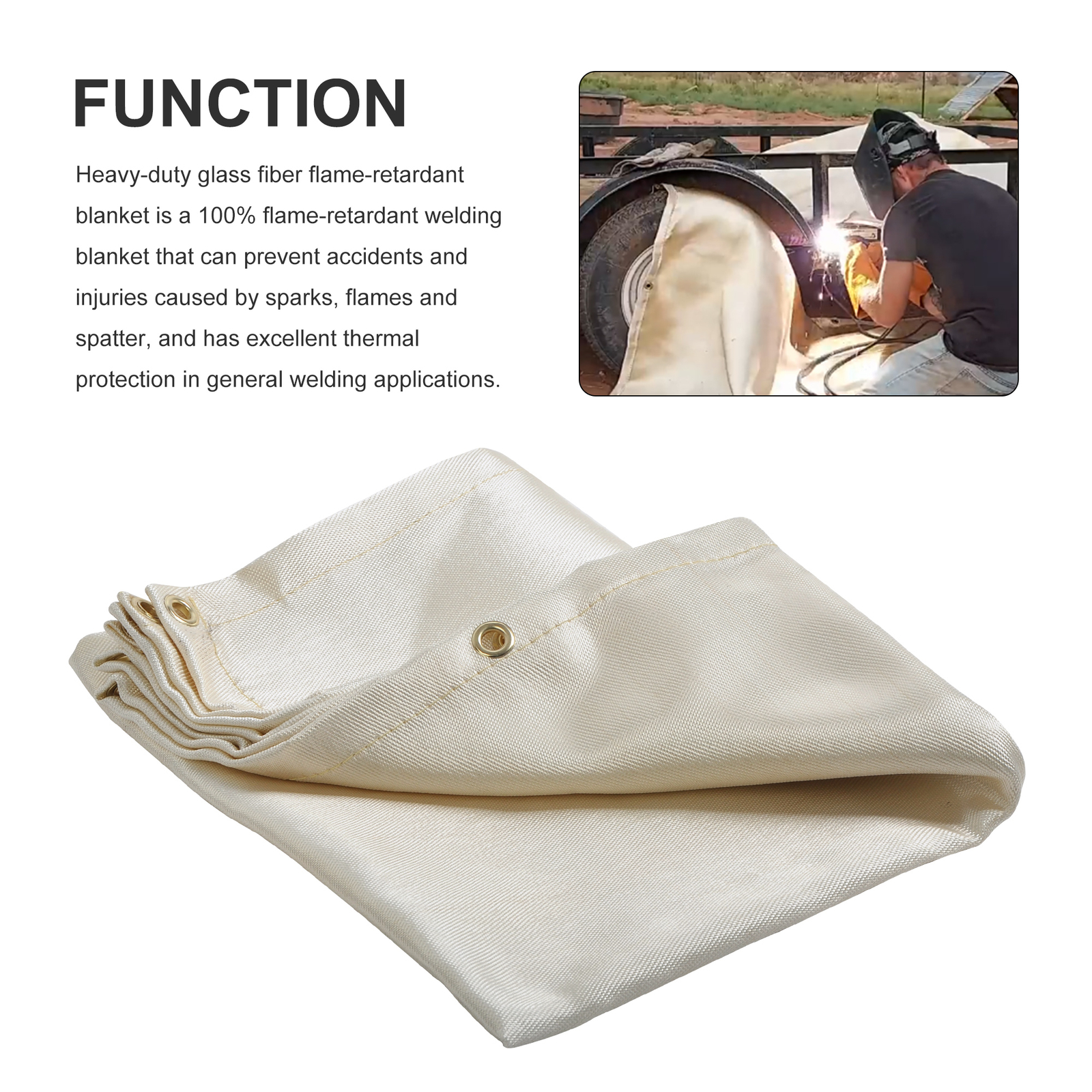 Welding Blanket | 4′ x 6′ Fire Flame Retardant Fiberglass Safety Shield Grommets