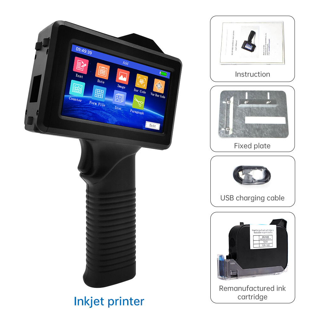 ToAuto Handheld Inkjet Printer Date QR Code Barcode Printing Logo Label Machine