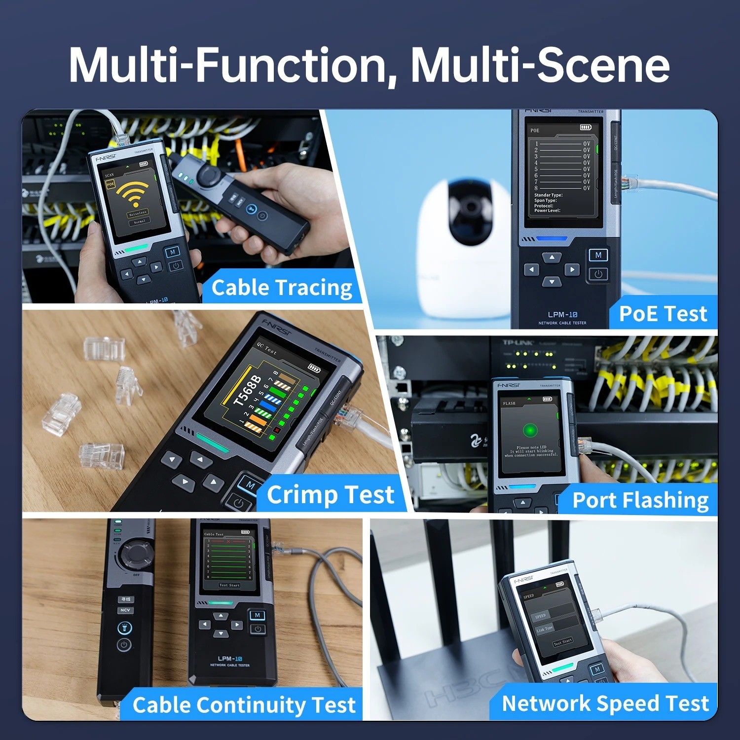 FNIRSI LPM-10A Network RJ45 /RJ11 Line Finder Cable Tracker Tester POE Detection