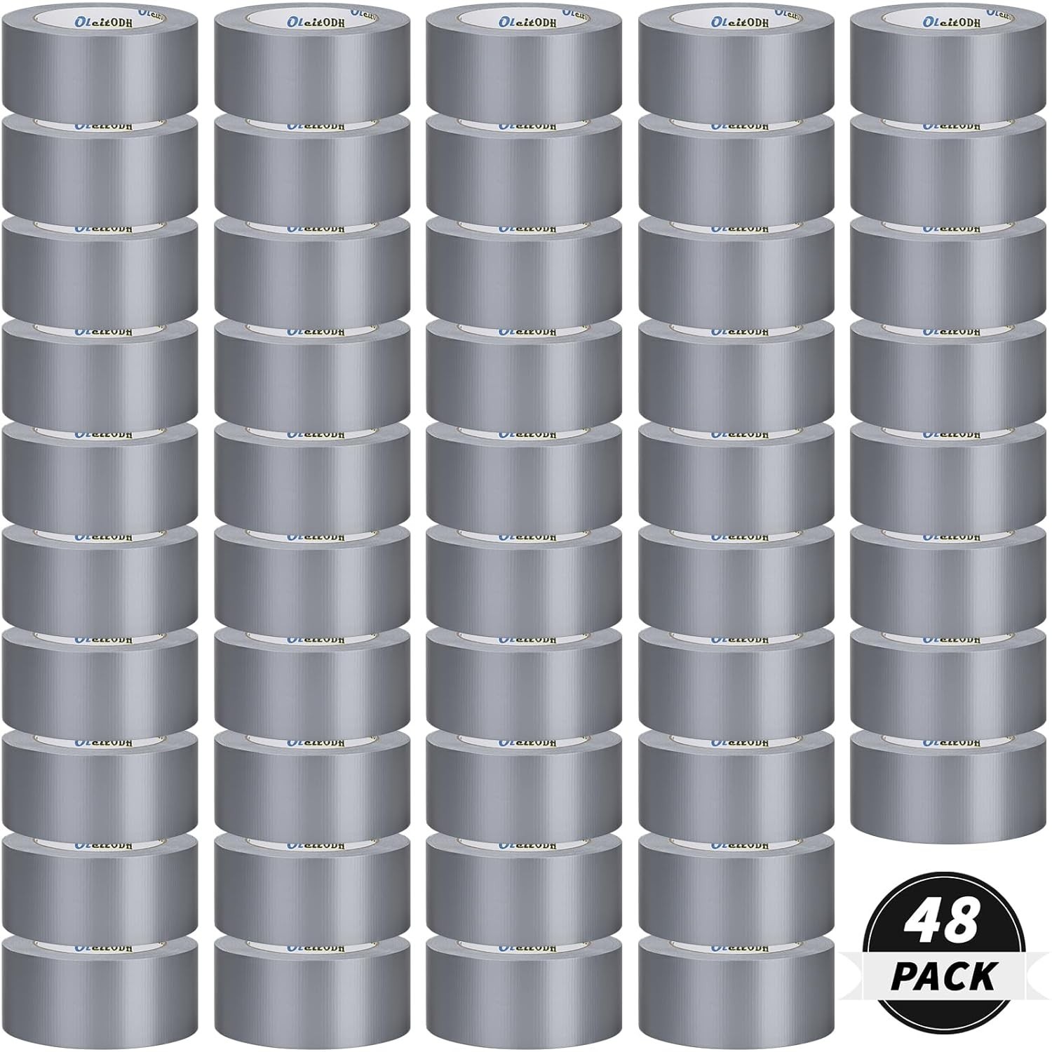 48 Pack Silver Duct Tape Heavy Duty Bulk, 2 inch X 1440 Yards, Strong No Residue