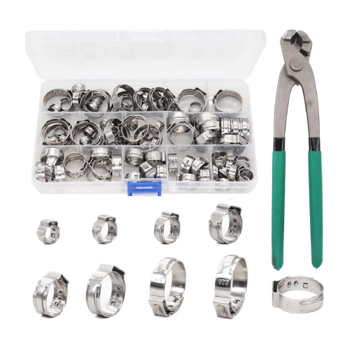 Single Ear Hose Clamps Oetiker Clamps 92Pcs 6.0mm-22.6mm Crimp Pipe Clamps