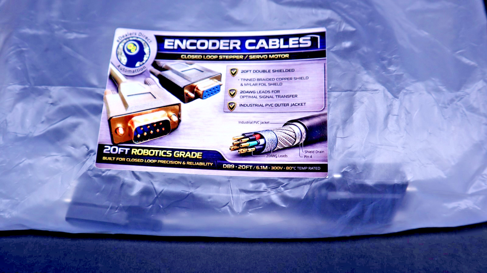2-20AWG Double Shielded DB9 Male Female Encoder Cables CNC Robot Industrial
