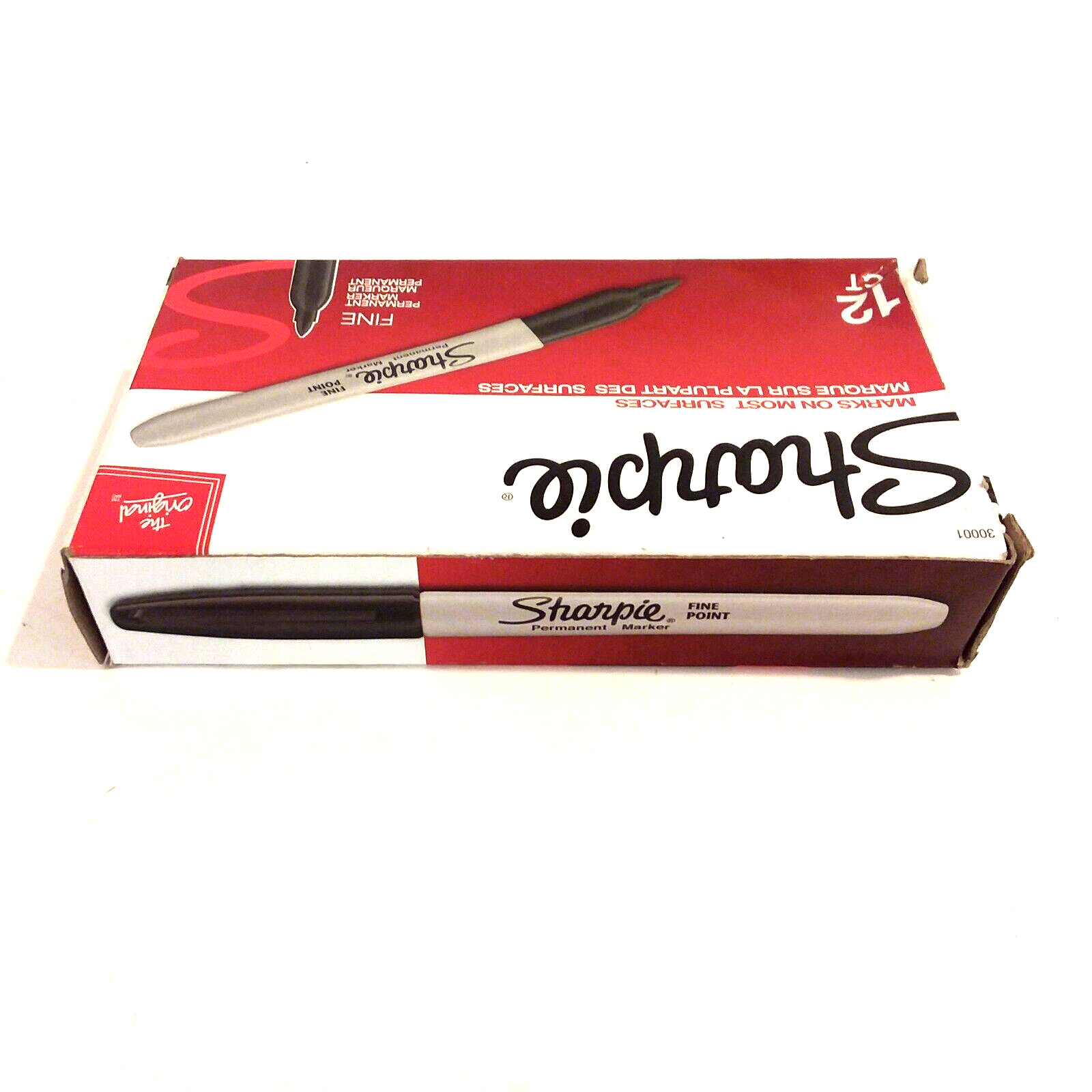 12 Sharpie 30001 BLACK Permanent Markers Fine Point Tip NEW BLIND SHIP AVAILABLE
