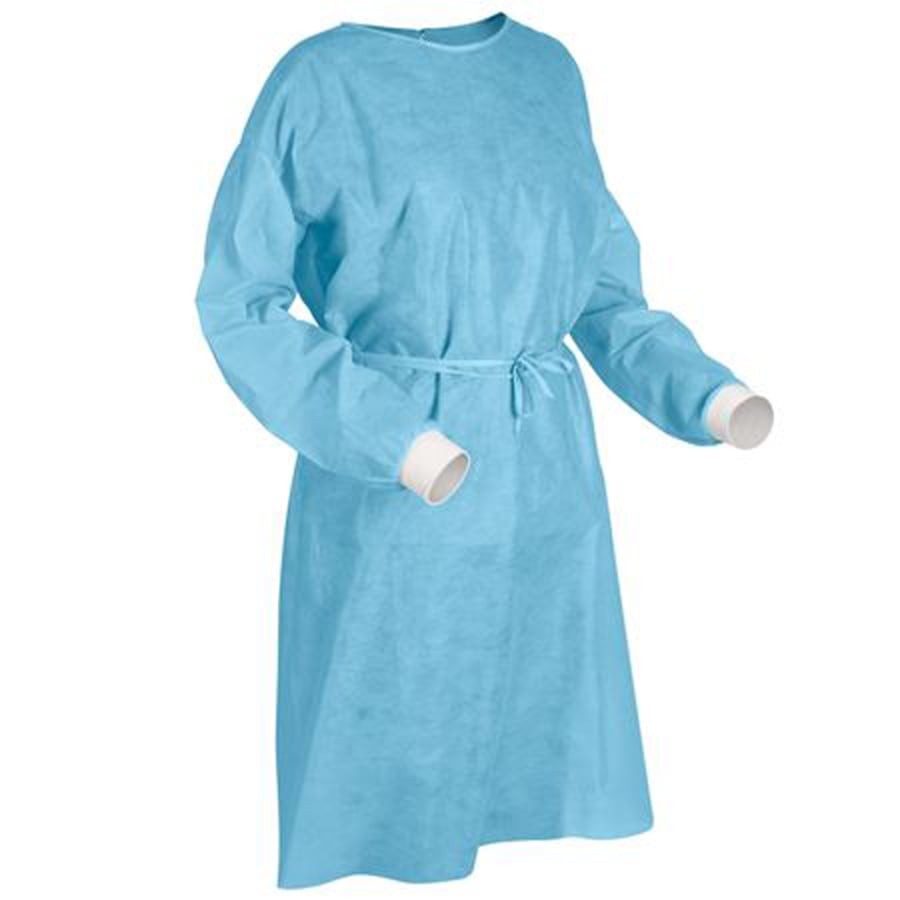 50/100Pk Disposable Isolation Gowns Knit Cuff Blue One Size Medical PPE Dental