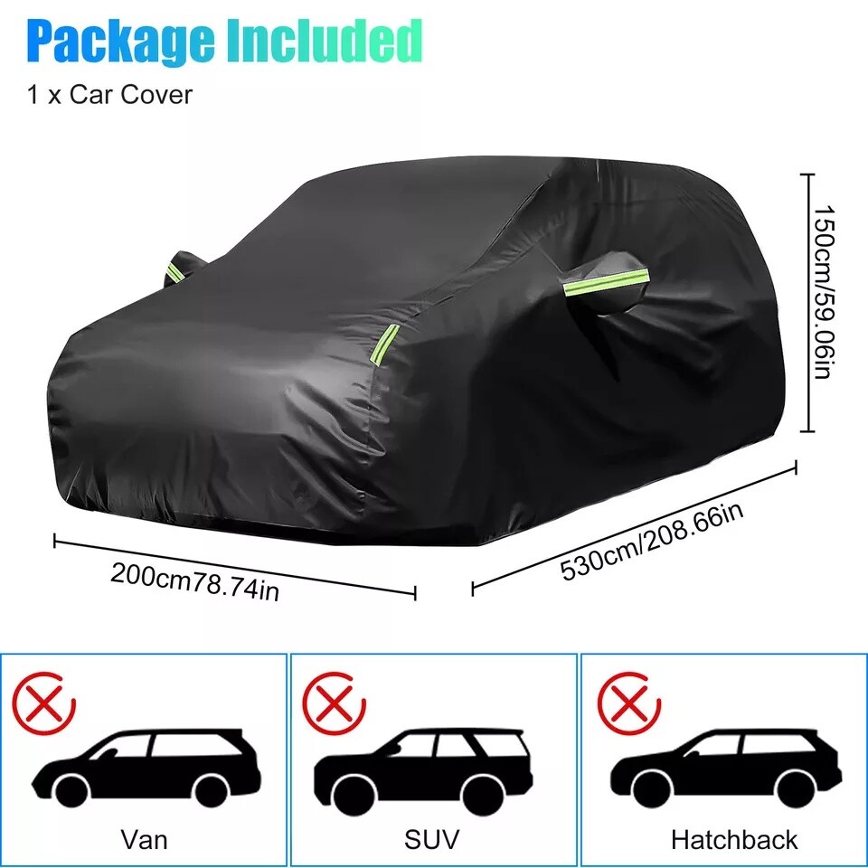 Heavy Duty Waterproof Full Car Cover All Weather Protection Outdoor Dustproof