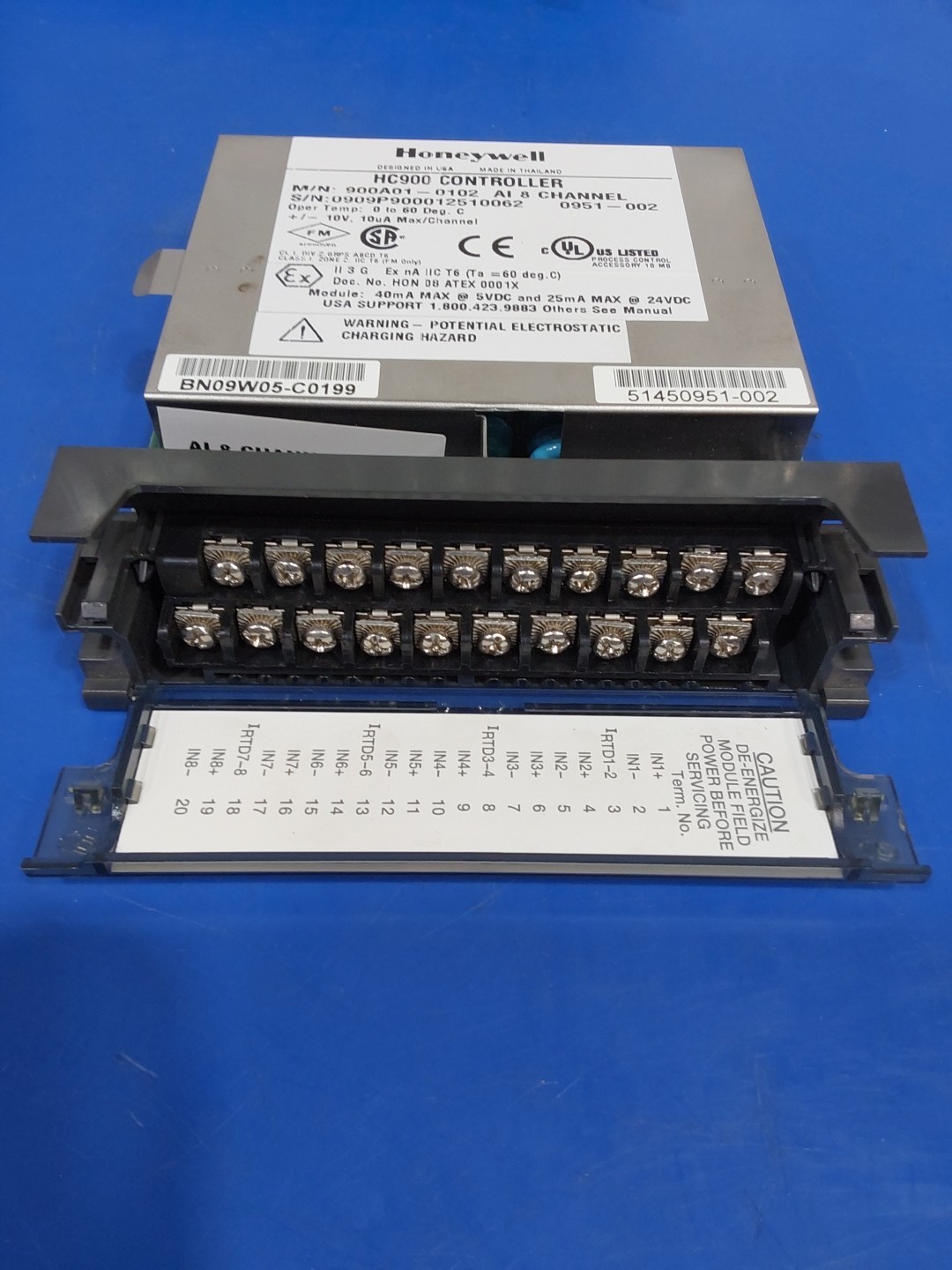 Honeywell HC900 Controller 900A01-0102 Analog INPUT Module 8 Channel