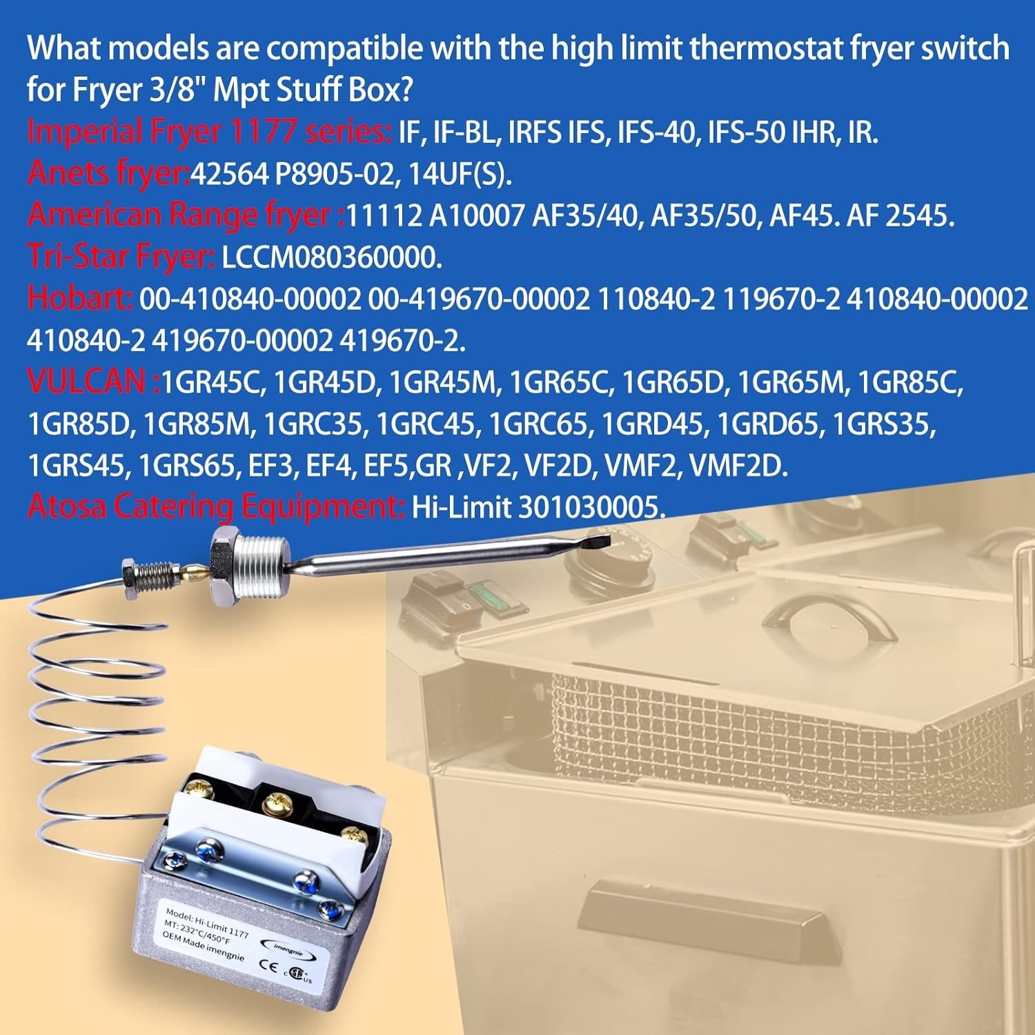 Deep Fryer High Limit Switch Safety Thermostat